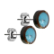 Stud earrings silver plate coconut wood with turquoise stone