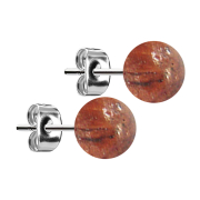 Ohrstecker silber Kugel aus Mandarin Holz