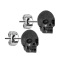 Stud earrings silver skull made of black bone