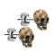 Ohrstecker silber Totenkopf aus Knochen braun