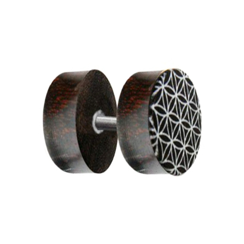 Fake Plug Blume des Lebens aus Tamarind Holz