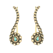 Orecchino Ear Climber perline placcate oro con opale bianco