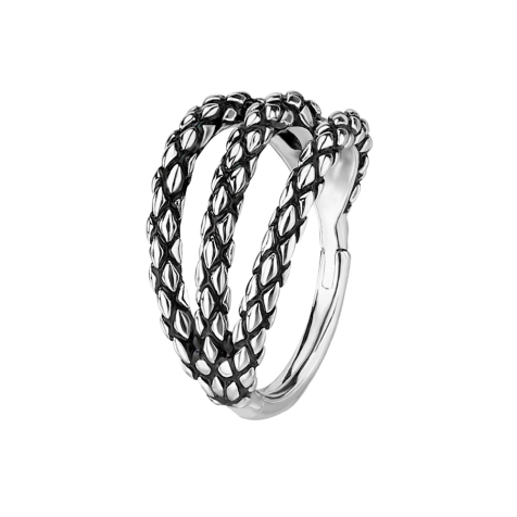 Micro Segmentring klappbar silber drei Ringe Eidechsenhaut