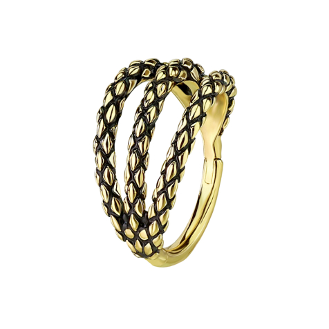 Micro anneau segment pliable doré trois anneaux peau de lézard