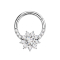 Micro segment ring hinged silver front crystals silver and flower
