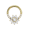 Micro Segmentring klappbar vergoldet front Kristalle silber und Blume