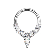 Micro Segmentring klappbar silber sechs Kristallen silber...