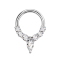 Micro anneau segment pliable argent six cristaux argent et un ovale