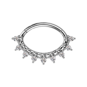 Micro Segmentring klappbar silber Oval neun Kristalle...