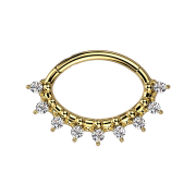 Micro segment ring hinged gold-plated oval nine crystals...