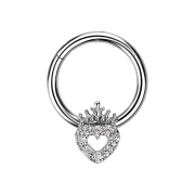 Micro anneau segment pliable argent cœur avec...