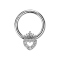 Micro anneau segment pliable argent cœur avec cristaux argent et couronne
