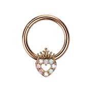 Micro anneau segment pliable or rose coeur avec cristaux...