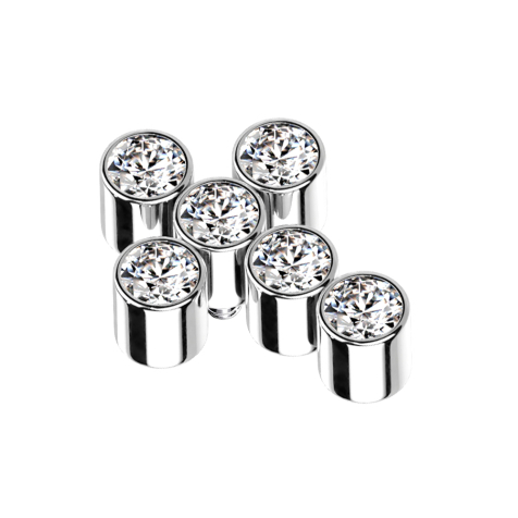 Dermal Anchor silber Kreuz sechs Kristalle silber