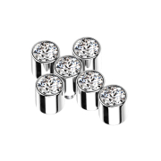 Ancrage dermique argenté croix six cristaux...