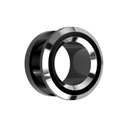 Flesh Tunnel noir avec deux bords argentés