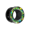Flesh tunnel black with green opal glitter rim