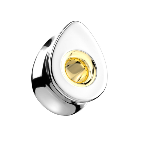 Flared Tunnel argent goutte avec intérieur doré