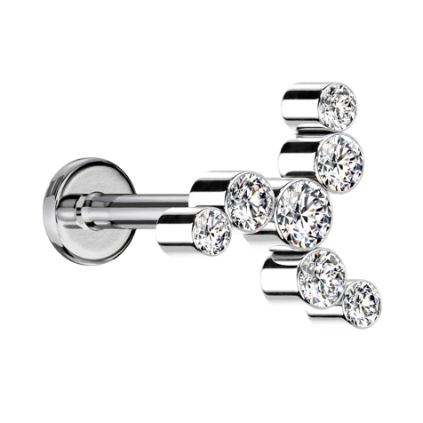 Micro Labret Internal Thread Silver Windmill Seven Crystals Silver