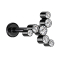 Micro Labret Internal Thread Black Windmill Seven Crystals Silver