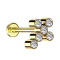 Micro Labret Internal Thread Gold-Plated Cross Six Crystals Silver