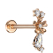 Micro Labret Innengewinde rosegold Blume vier Kristalle und Kristalltopfen silber