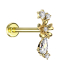 Micro labret internal thread gold-plated flower four crystals and crystal stopper silver