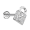 Micro labret internal thread silver lock with crystals silver