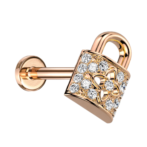 Micro labret a filo interno in oro rosa con cristalli dargento