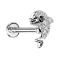 Micro labret filo interno argento delfino con cristalli argento