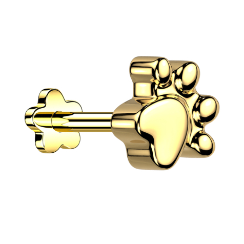 Micro labret sans filetage fleur patte dorée