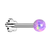 Micro Labret senza filettatura Fiore argento Opale viola