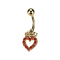 Banana gold-plated with ball heart and crown crystals red