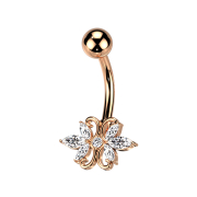 Banane rosegold mit Kugel doppel Herz Kristalle silber