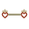 Barbell plaqué or coeur et couronne cristaux rouges
