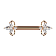 Barbell oro rosa doppio cuore cristalli argento