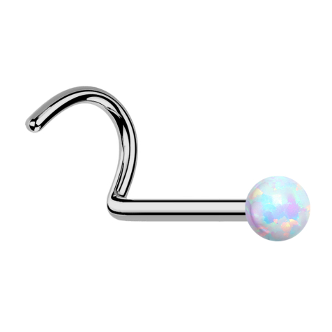 Boucle doreille sans tige courbée argent opale blanche