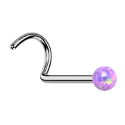Threadless Nasenstecker gebogen silber Opal violett