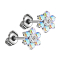 Threadless Ohrstecker silber Blume Kristalle multicolor