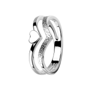 Anello in argento a due angoli con cuore