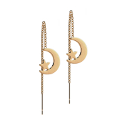 Boucles doreilles or rose lune et étoile en chute...