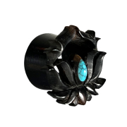 Arte etnica a tunnel svasato con pietra turchese in legno...