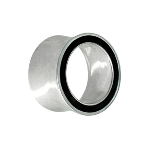 Tunnel svasato in argento con bordo in abalone nero