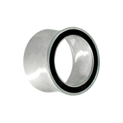Flared tunnel silver with black abalone rim