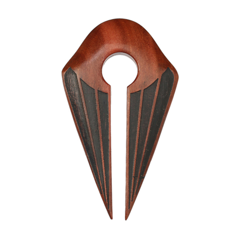 Ohrgewicht Schlüsselloch zwei Spitzen Graviert lang aus Sawo Holz