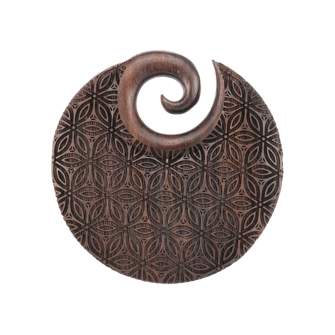 Ear weight spiral plate mandala flower of life made of Narra wood