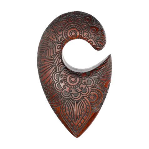 Ear weight drop flower meadow engraved from Narra wood