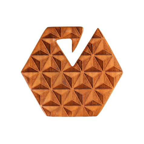Poids doreille Assiette Hexagone Illusion 3D en bois Sawo