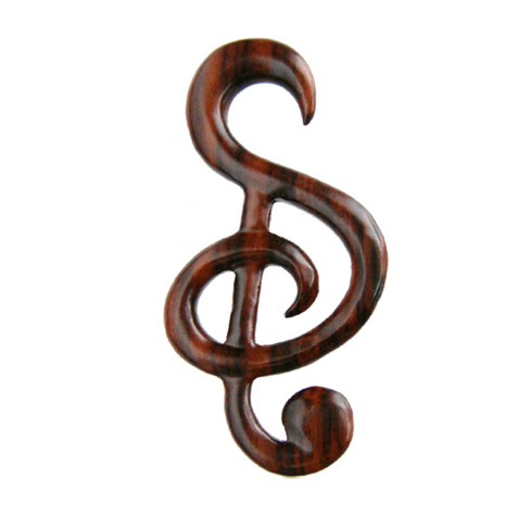 Poids doreille Crochet Clé de sol en bois Narra