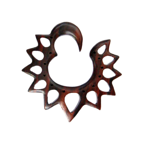 Gancio per orecchio a forma di girasole in legno di Narra